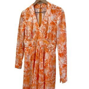 Vintage 60’s Hawaiian Tropical Print Mod Handmade Long‎ Sleeve Dress Size Small